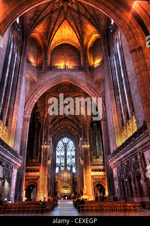Liverpool Anglican Cathedral interior looking west, St James Mt, St James Rd, Liverpool, Merseyside, England, UK, L1 7AZ Stock Photo