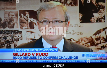 Kevin Rudd Challenges Julia Gillard for the leadership of the labor party. Australian Politics Stock Photo