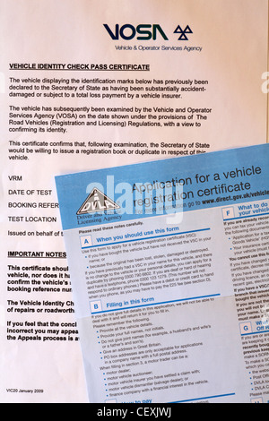 Application for a vehicle registration certificate DVLA form V62 cut ...