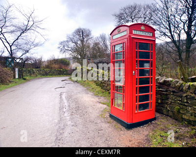 the phone box in Upper Booth, Edale,  Peak District National Park Stock Photo