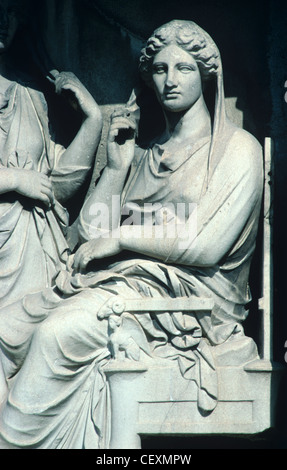 Ancient Greek Woman or Bourgeois Woman on Kerameikos Stele, Sarcophagus, or Athenian Family Tomb, c4th BC, Kerameikos Cemetery, Athens, Greece Stock Photo