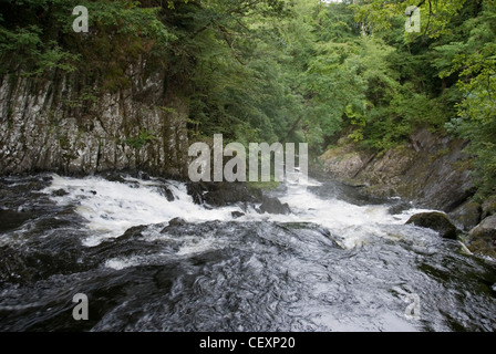 Afon Llugwy River in Full Spate Rushing Down Swallow Falls, Snowdonia National Park, Betws y Coed, Gwynedd, North Wales, UK Stock Photo