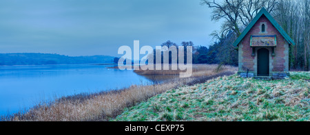 Panoramic Panorama of Blagdon Lake in Winter Stock Photo