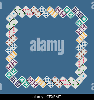 Frame square of dominoes in numerical order on blue background Stock Photo