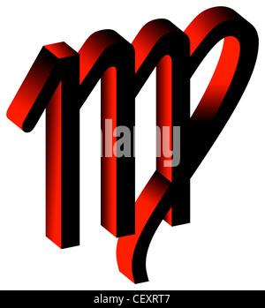 Illustrated star signsRed shadowed Virgo symbol Stock Photo