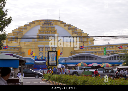 Central Market (Psah Thmay) built in 1937 located at the end of street 136 in Phnom Penh the capital city of Cambodia Stock Photo