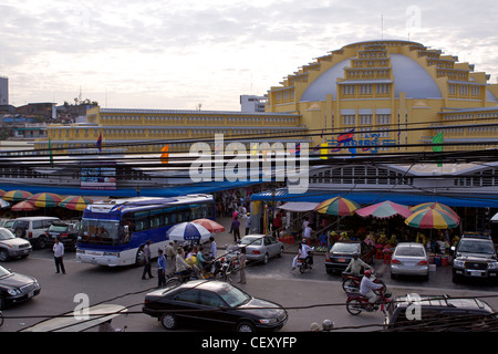 Central Market (Psah Thmay) built in 1937 located at the end of street 136 in Phnom Penh the capital city of Cambodia Stock Photo