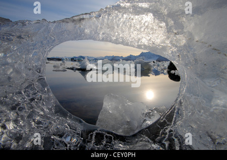 Glacial ice at shore, Hornsund, southern Svalbard, Norway Stock Photo