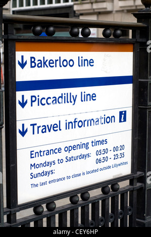 London underground information for Bakerloo line, London, UK Stock ...