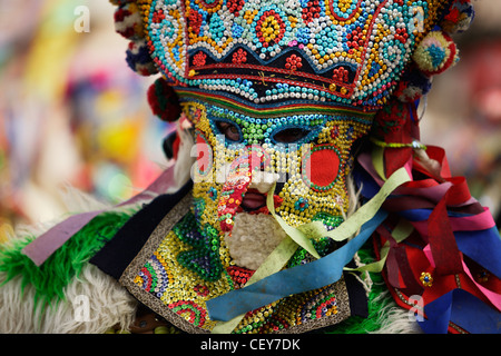 Kukeri traditional mask customs. Unique masquerade tradition from Bulgaria. Stock Photo