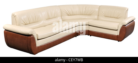 Modern white leader furniture, soft sofa-bed isolated on white with clipping path included Stock Photo