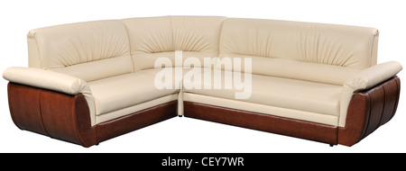 Modern corner furniture, soft sofa-bed isolated on white with clipping path included Stock Photo