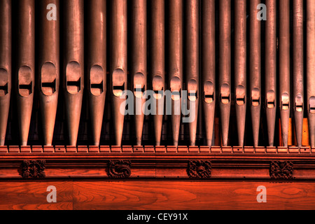 Organ pipes from Details from Middlewich St Michael and All Angels Church CW10 9AN Stock Photo