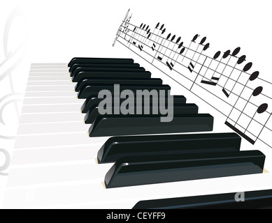 realistic piano keys macro Stock Photo