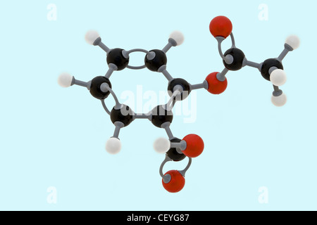 Spatial molecular structure of Aspirin (acetylsalicylic acid) Stock Photo