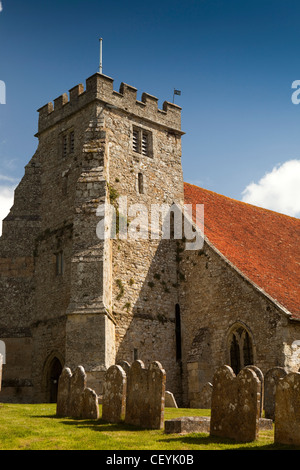 UK, England, Isle of Wight, Arreton, St George’s Church, 1299 tower Stock Photo