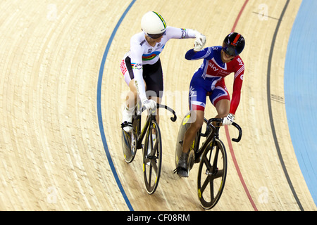 Victoria PENDLETON & Anna MEARES Women's Sprint Semifinals UCI Track Cycling World Cup 2012 Stock Photo