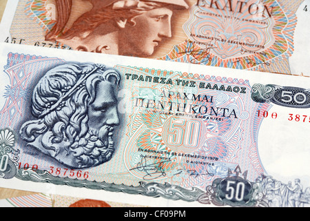 greek drachma banknotes Stock Photo