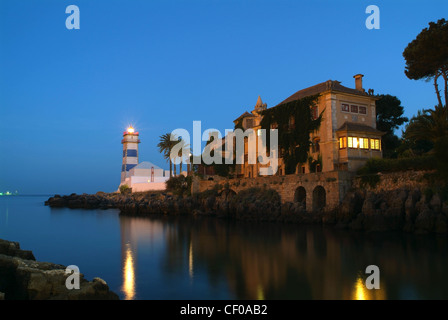 The Santa Marta Lighthouse in Cascais, Portugal Stock Photo