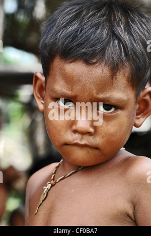 Cambodian child in Kompong Phluk village, Tonle Sap lake, Cambodia Stock Photo