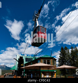 The Jasper tramway gondola departs the lower terminal. Stock Photo