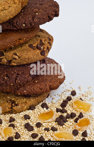 Abstract image of gluten-free cookies and Quinoa grains with other ingredients Stock Photo