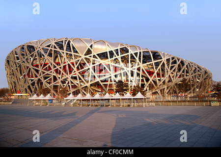 The Beijing National Stadium, also known officially as the National Stadium, or colloquially as the Bird's Nest Stock Photo