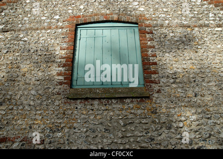 Flint Wall, Stoughton, Sussex. Stock Photo