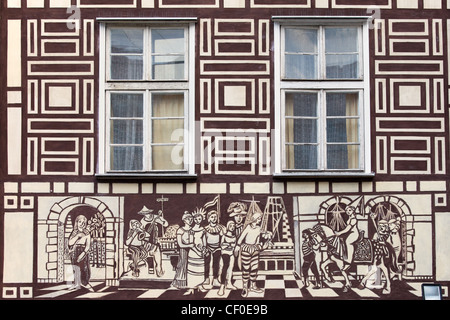 Ornamental facade of a historic tenement house in the Old Town of Gdansk, Poland Stock Photo