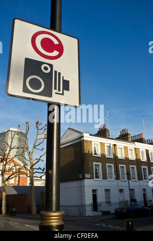 Congestion charge entry sign on a street in Westminster, London. Picture by Julie Edwards Stock Photo