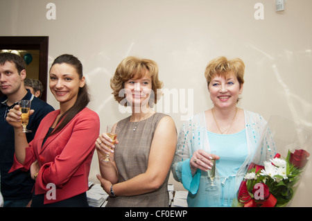 Office workers celebrating corporate event Stock Photo
