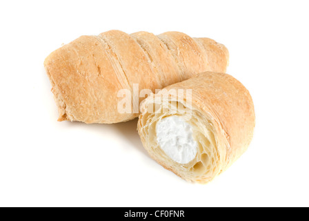 Cream eclairs isolated on a white background Stock Photo