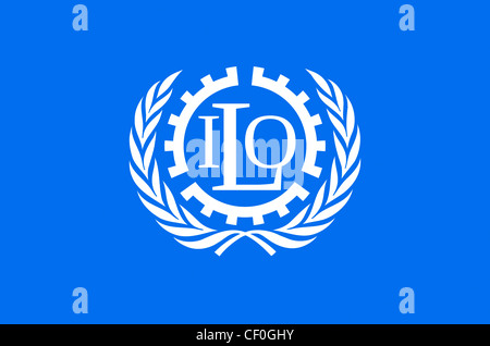 Flag of the International Labour Organization ILO based in Geneva. Stock Photo