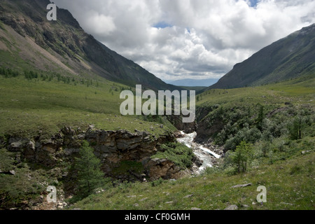 Canyon with river in Siberia. Eastern Sayan Mountains, Buryat Republic, Russia. Stock Photo