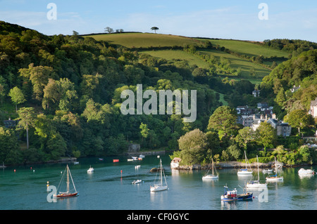 View of the river Dart and fields at Dartmouth, Devon, England. Stock Photo