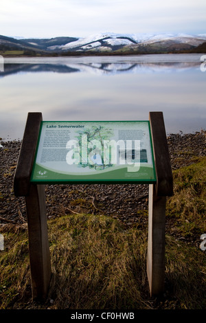 Semerwater tourist map:  The second largest natural lake in North Yorkshire,  Raydale in Wensleydale near the village of Hawes, North Yorkshire, UK Stock Photo