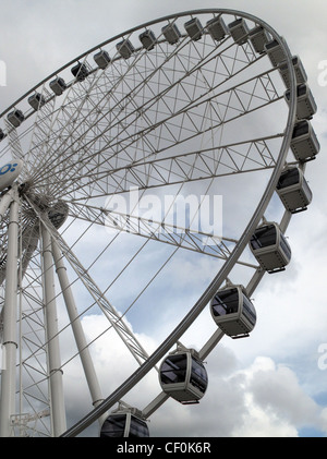 Gondolas of a Ferris wheel in Gothenburg; Sweden Stock Photo