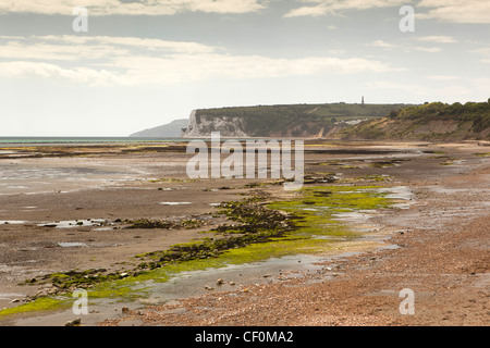 UK, England, Isle of Wight, Bembridge, Whitecliff Bay, with Earl of Yarlborough’s monument on Culver Down Stock Photo