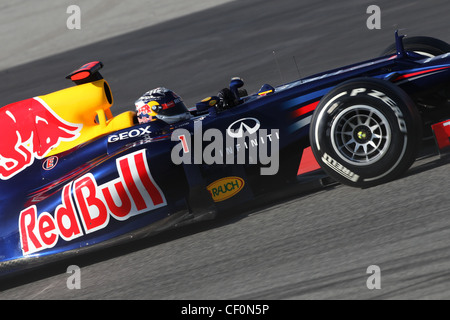 © Simone Rosa/Semedia 21-02-2010 Barcelona (Esp) Test of F1 - Cars in the picture: Sebastian Vettel - Red Bull F1 team Stock Photo