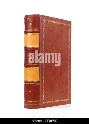 Hardcover leather bound book isolated on white background Stock Photo