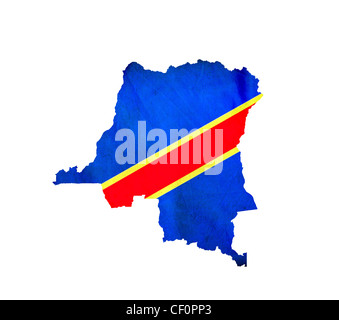 Silhouette map of the Democratic Republic of the Congo isolated over a ...