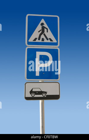 parking sign at blue sky background Stock Photo