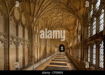 interior of cloisters at Gloucester cathedral where harry Potter films were made,Gloucestershire,england Stock Photo