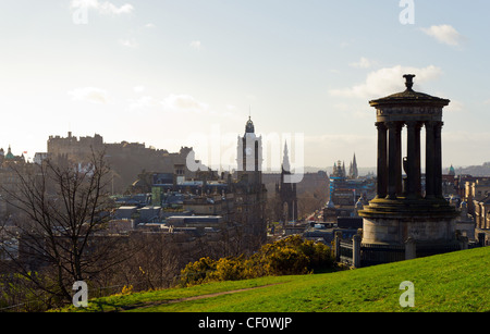 View from Calton Hill, Edinburgh looking to Edinburgh Castle, Scotland, UK. Stock Photo