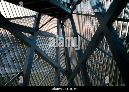 Inside the glass and steel wedge of the Bundeswehr Military History Museum, Military Museum of the German Armed Forces, Dresden Stock Photo