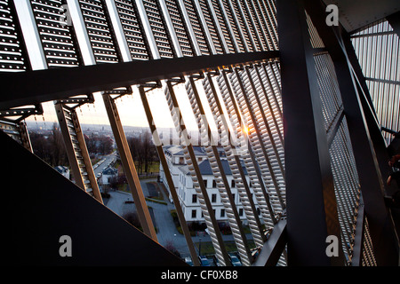 Inside the glass and steel wedge of the Bundeswehr Military History Museum, Military Museum of the German Armed Forces, Dresden Stock Photo