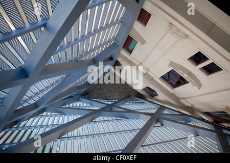 Inside the glass and steel wedge of the Bundeswehr Military History Museum, Military Museum of the German Armed Forces, Dresden Stock Photo