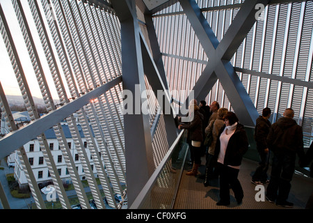 Inside the glass and steel wedge of the Bundeswehr Military History Museum, Military Museum of the German Armed Forces, Dresden Stock Photo