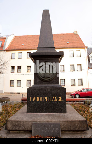 A monument in the watch making town of Glashutte, Germany dedicated to Ferdinand Adolph Lange, founder of A. Lange & Söhne. Stock Photo