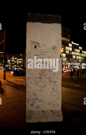 Segment of the Berlin Wall in Potsdamer Platz, Berlin, Germany. Still in its original position. Stock Photo
